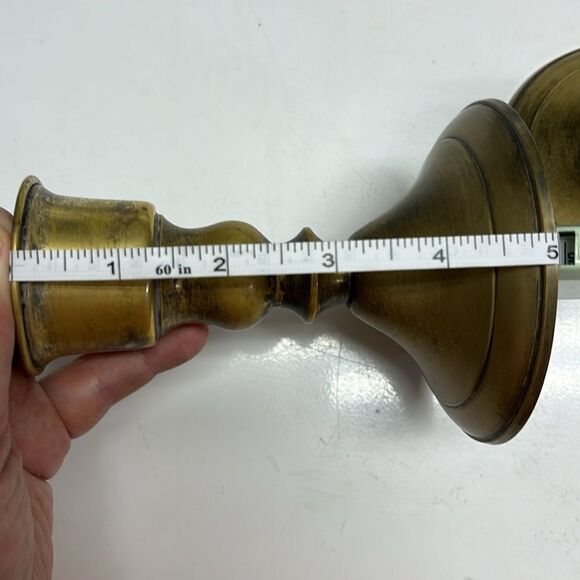 Leonard Patina Brass Old Rustic 5” Candle Holders Fits Approx 2” Candle Opening - Picture 15 of 15